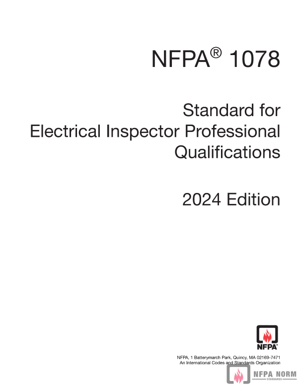 NFPA 1078, STANDARD FOR ELECTRICAL INSPECTOR PROFESSIONAL QUALIFICATIONS PDF